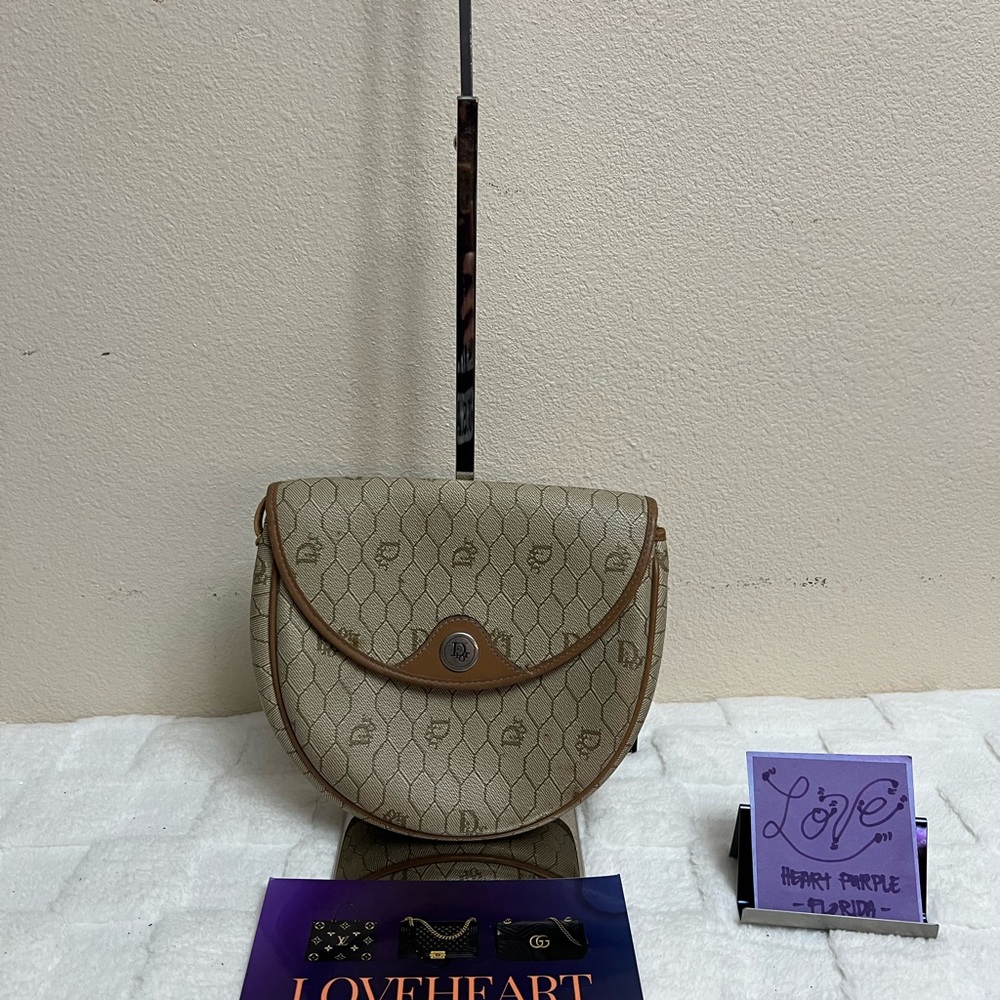 Dior Vintage Honeycomb Brown and Tan Crossbody Bag